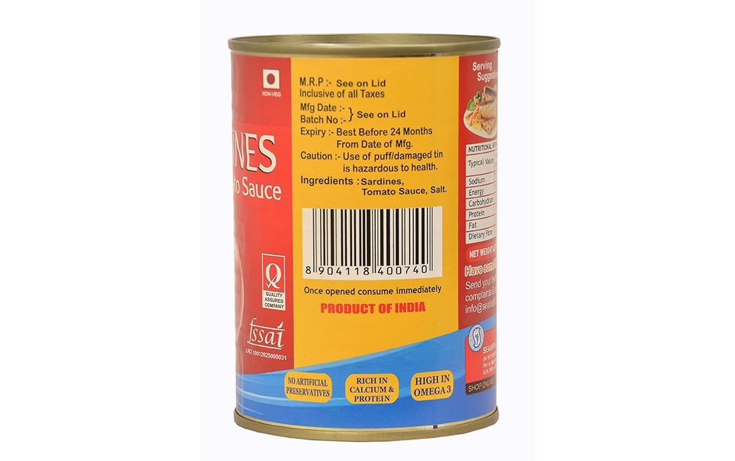 Seahath's Sardines In Tomato Sauce    Tin  425 grams